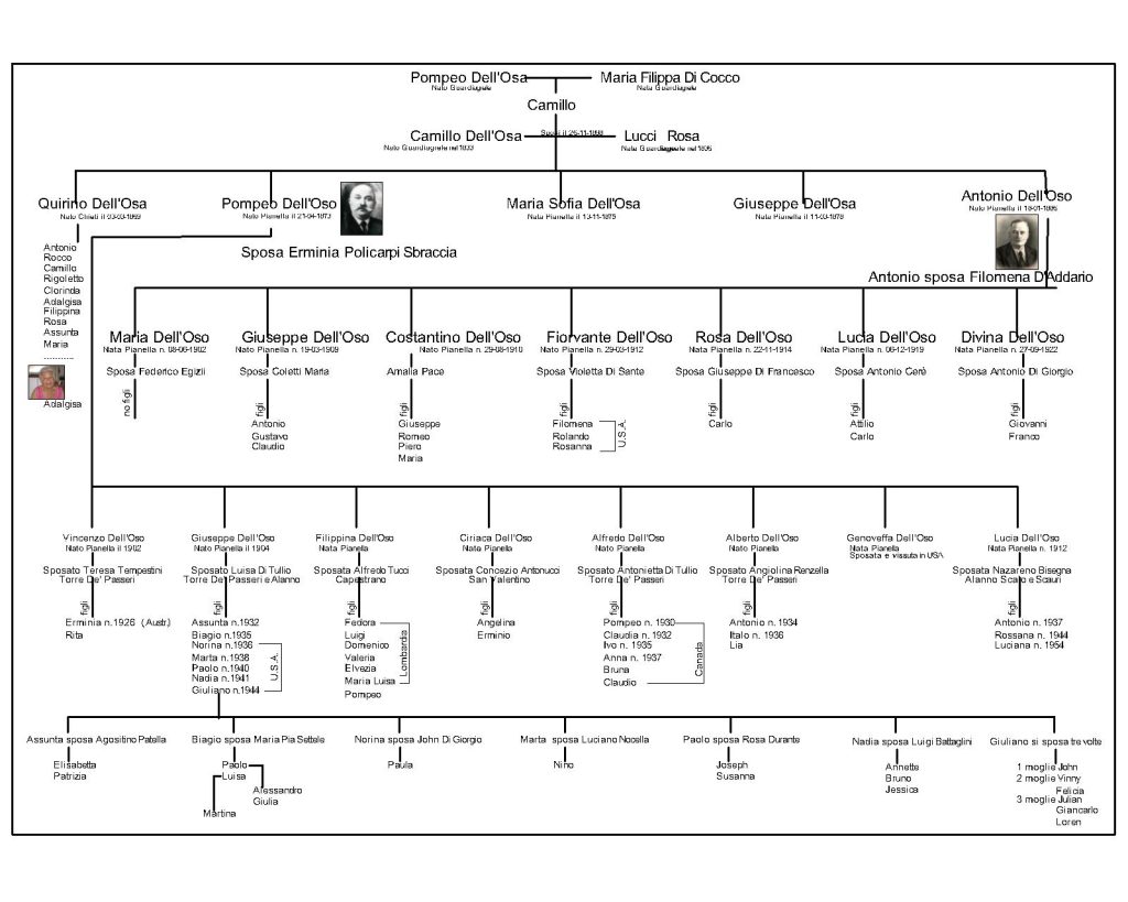 Albero genealogico Antonio Dell'Oso A Modello 25 03