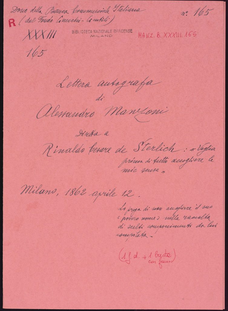 Lettera di alessandro manzoni