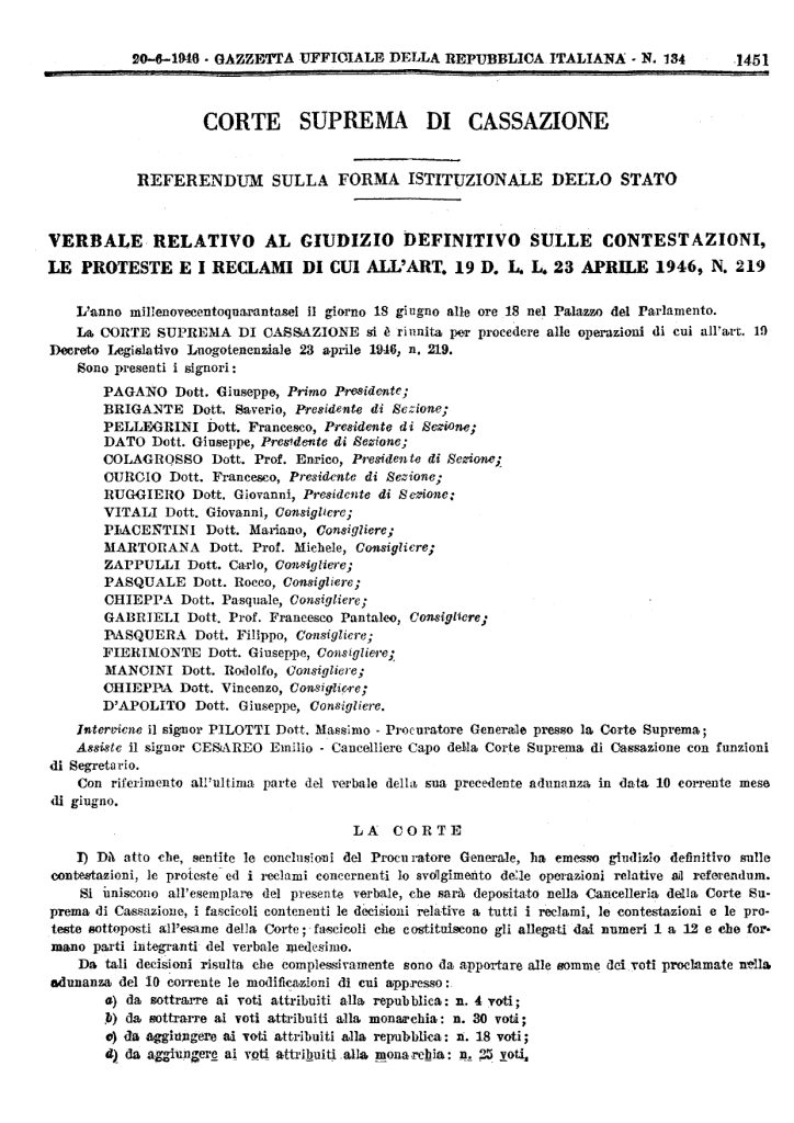 Gazzetta Ufficiale della Repubblica Italiana Anno 87° n° 134 del 20 giugno 1946 del page